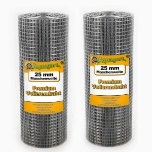 150m x 0,5 m grillage pour volière, grille métallique, grillage soudé 25mm Aquagart