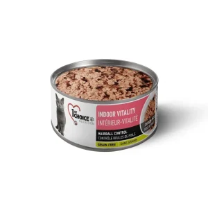 1st Choice – Chat d’Intérieur Vitalité Contrôle Boules de Poils Pâté de Poulet – Nourriture Humide Sans Grains pour Chats