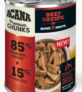 ACANA PREMIMUM CHUNKS, Conserve pour chiens au boeuf avec bouillon d’os