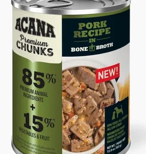 ACANA PREMIMUM CHUNKS, Conserve pour chiens, au porc avec bouillon d’os
