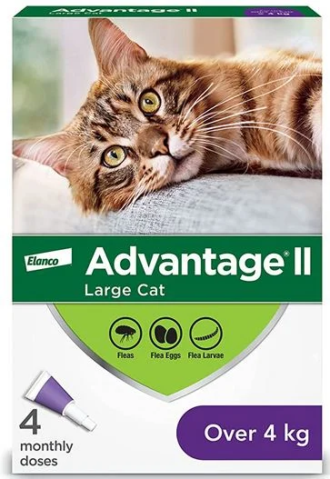 Advantage II Anti puces pour grand chat de plus de 4 kg, 4 doses