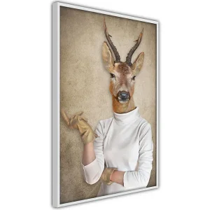 Affiche Murale Encadrée « Animal Alter Ego Capreolus » 40 x 60 cm Blanc