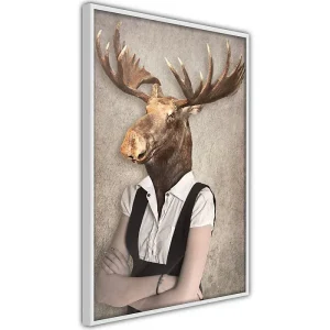 Affiche Murale Encadrée « Animal Alter Ego Moose » 30 x 42 cm Blanc