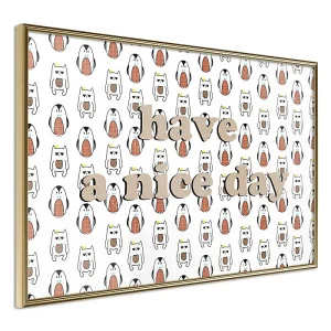 Affiche Murale Encadrée « Animals Wish a Nice Day » 30 x 20 cm Or
