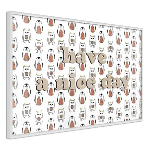 Affiche Murale Encadrée « Animals Wish a Nice Day » 60 x 40 cm Blanc