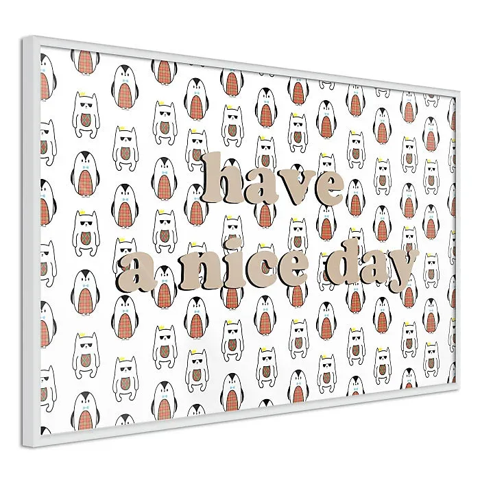 Affiche Murale Encadrée « Animals Wish a Nice Day » 60 x 40 cm Blanc