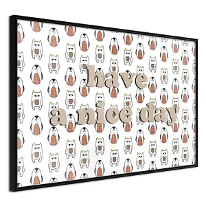 Affiche Murale Encadrée « Animals Wish a Nice Day » 60 x 40 cm Noir