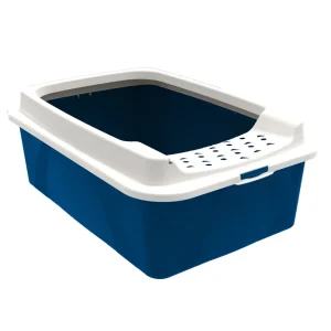 Animalis - Bac à Litière avec Rebord pour Chat - Bleu