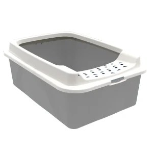 Animalis - Bac à Litière avec Rebord pour Chat - Gris