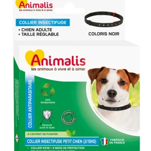 Animalis - Collier Antiparasitaire Noir pour Petit Chien - 41cm