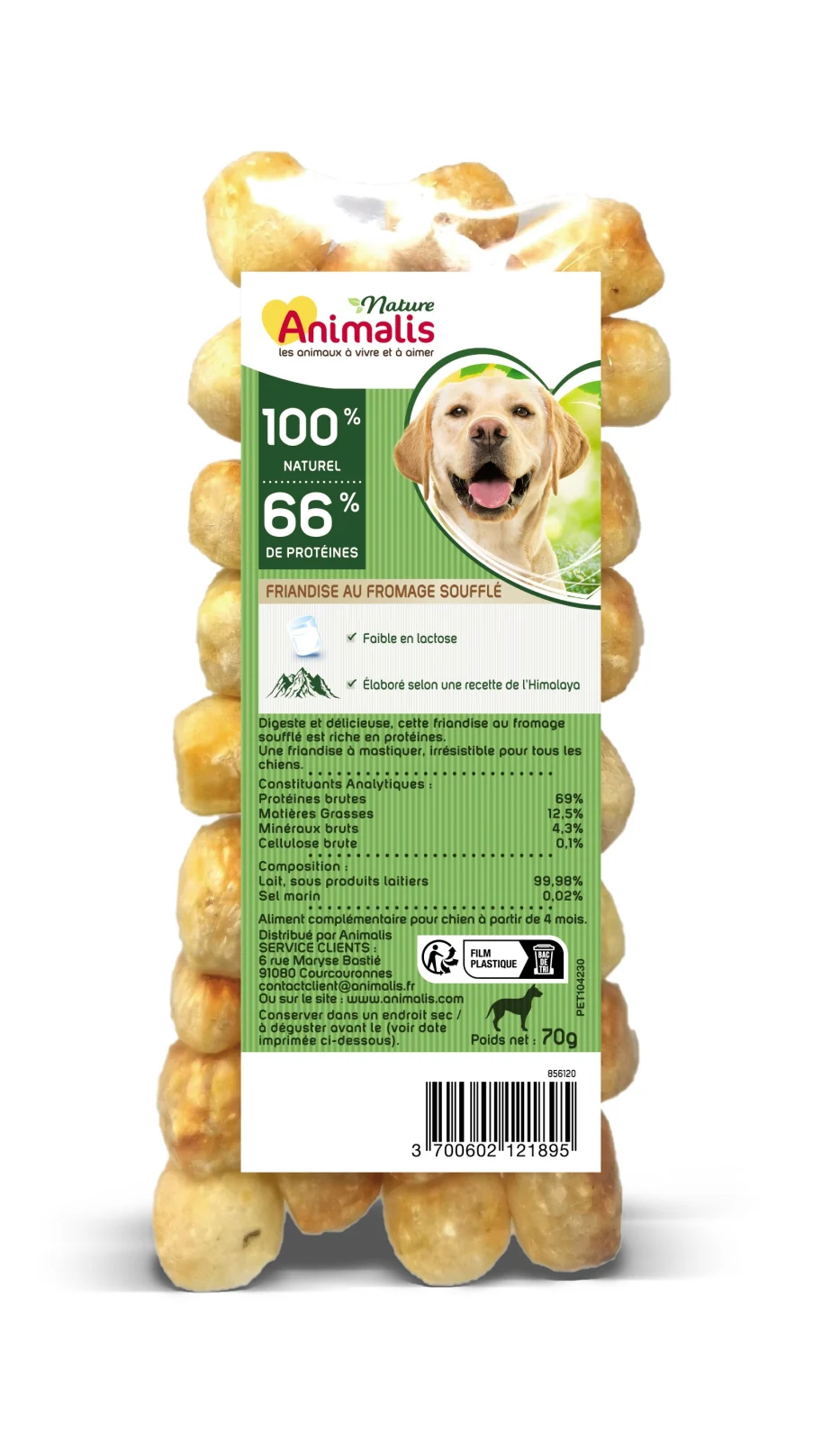 Animalis - Friandises au Fromage Souflé pour Chien - 70g