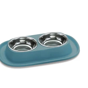 Animalis - Gamelle Double en Inox pour Chat - Bleu