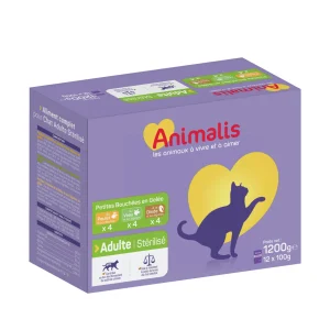 Animalis - Sachets Fraicheur pour Chats Stérilisés à la Viande - 12x100g