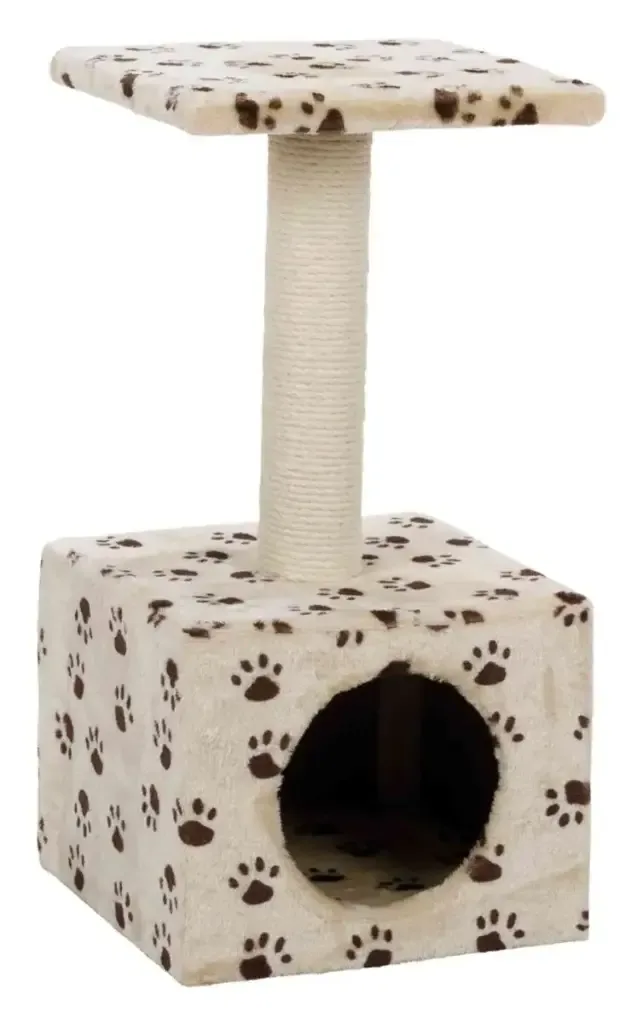 Arbre à chat Zamora beige avec traces de pattes noires – Trixie J’ai plus de croquettes