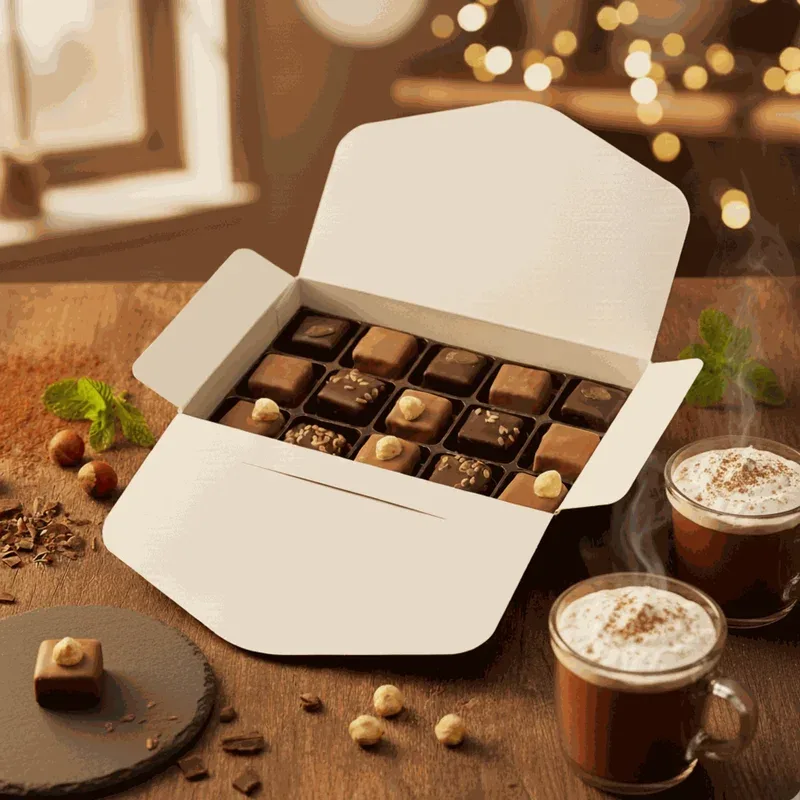 Assortiment de grands pralinés – Boite fleurie