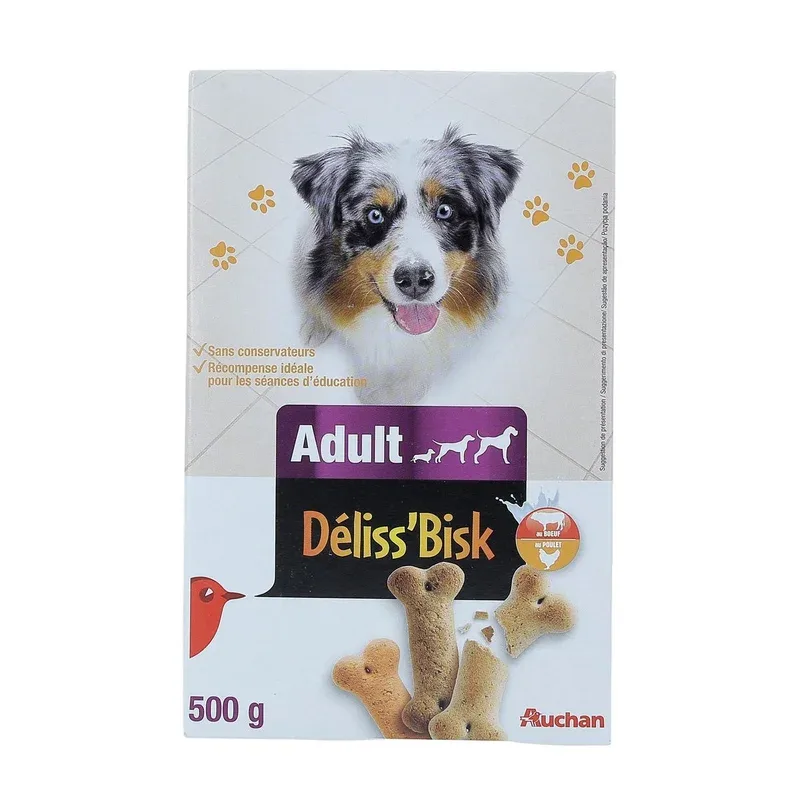 AUCHAN Friandises Régal’bisk pour moyen et grand chien adulte 500g pas cher