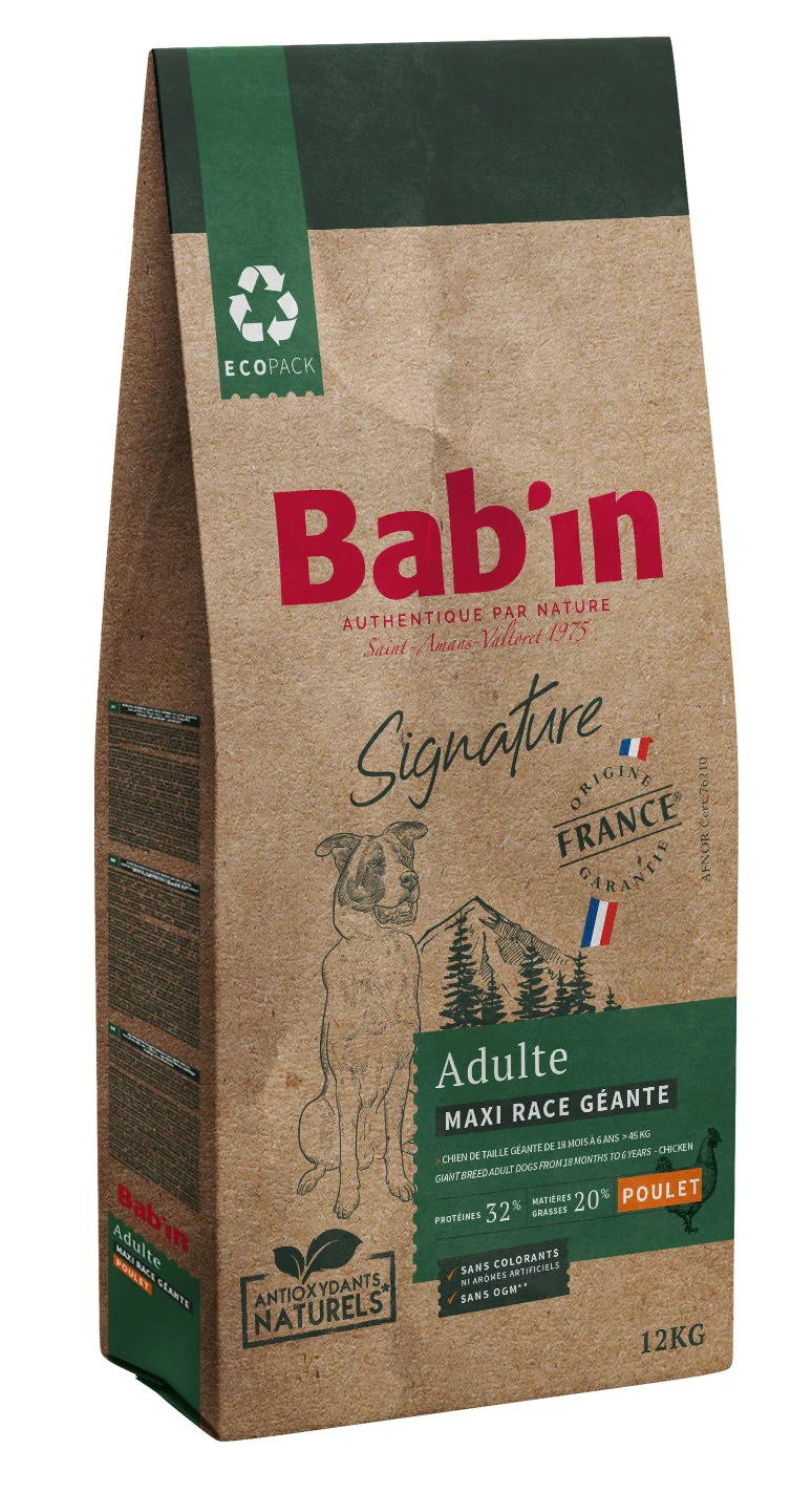 Bab'in - Croquettes Poulet pour Chiens de Grandes Races - 12 kg