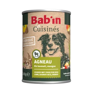 Bab'in - Pâtée Les Cuisinés Agneau Riz et Mangue pour Chiens Adultes - 400g