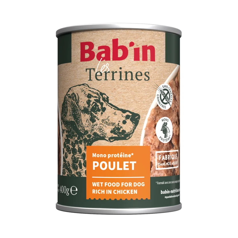 Bab'in - Terrine Adulte Poulet pour Chiens - 400g