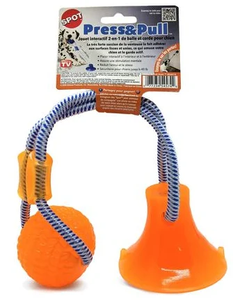 Balle pour chien corde/ventouse Press & pull, Spot