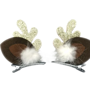 Barrette bois de Renne Noel paillettes