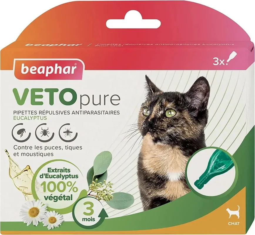 Beaphar Vetopure Pipettes répulsives antiparasitaires chat (3 pipettes) au meilleur prix sur fr