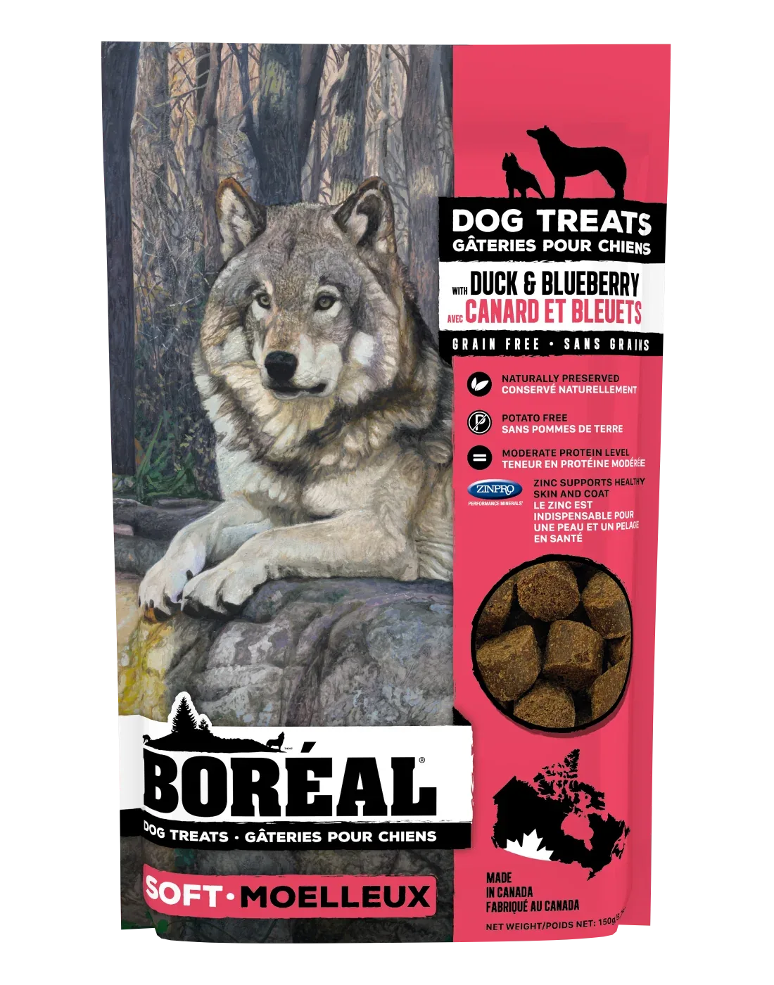 Boréal – Gâteries Tendres – Canard et Bleuet – 150g – Chien