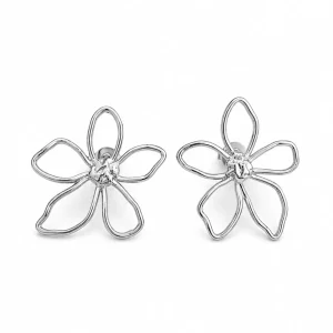 Boucles d’Oreilles Fleur Ajourée Argentée