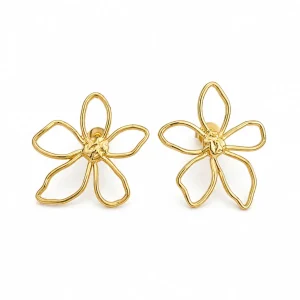 Boucles d’Oreilles Fleur Ajourée Dorée