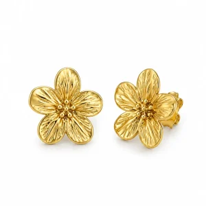 Boucles d’Oreilles Fleur Texturée Dorée