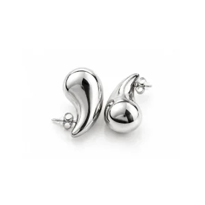 Boucles d’Oreilles Goutte Chunky Argentées Moyennes