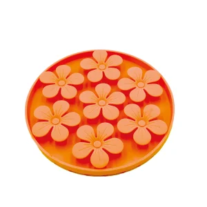 Bubimex - Tapis Anti-glouton BubiChef LickFlower pour Chiens - Orange