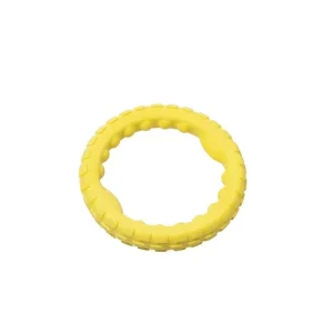 BüD’z – Anneau de Mousse Jaune 19 cm – Jouet en Caoutchouc pour Chiens