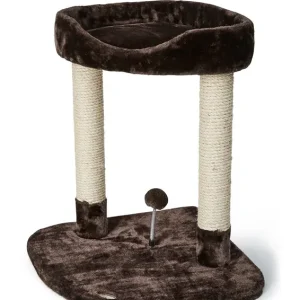 BüD’z – Arbre à Chat Classique avec Perchoir et Jouet sur Ressort (50 x 50 x 62 cm), Brun