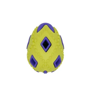 BüD’z – Astro Oeuf avec Cachette à Gâteries 6.4 cm – Jouet Interactif en Caoutchouc pour Chiens, Jaune