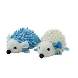 BüD’z – Duo De Hérissons avec Pochette et Herbe à Chat, 10 cm – Jouet pour Chats, Bleu & Beige