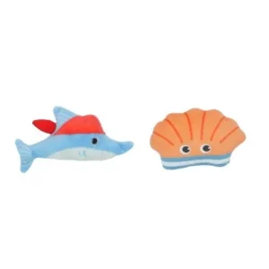 Bud’Z – Jouet – Avec Herbe à Chat – Duo – Poisson Pirate et Coquillage – 8cm – Chat