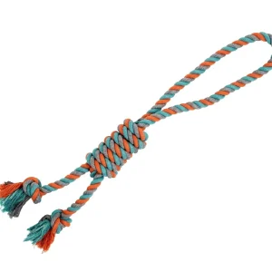 BüD’z – Jouet de Corde avec Boucle et Noeud Coulant pour Chiens, 68 cm, Orange & Bleu