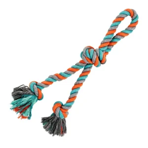 BüD’z – Jouet de Corde Double à 3 Noeuds pour Chiens, 58 cm, Orange & Bleu