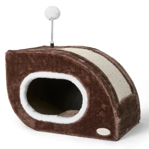 BüD’z – Station de Jeu Abris Escargot et Boite à Gratter pour Chats (45 x 26 x 30 cm), Brun