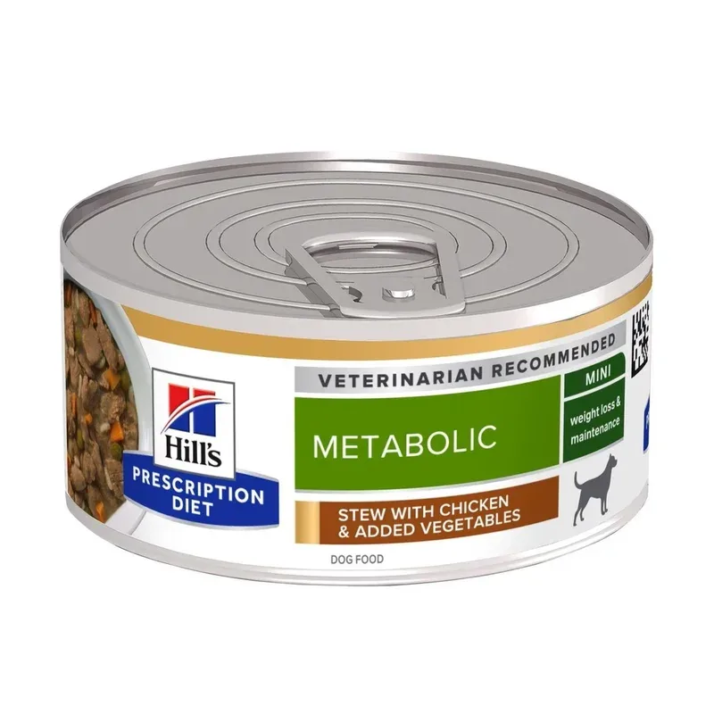 Canine Métabolic Mijotés (24 boîtes de 156 g) – Poulet et légumes – Hill’s Prescription Diet J’ai plus de croquettes