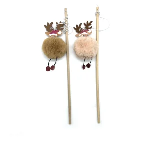 Canne à pêche de Noël XL avec peluche Renne chat