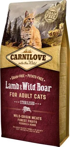Carnilove Nourriture Naturelle Chats Stérilisés Adult Agneau et Sanglier – France
