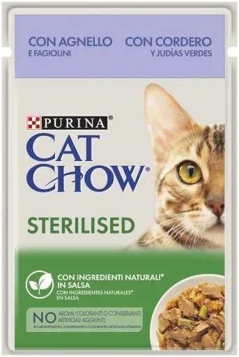 Cat Chow Sterilised Sachets à l’Agneau & Haricots Verts en Sauce – France