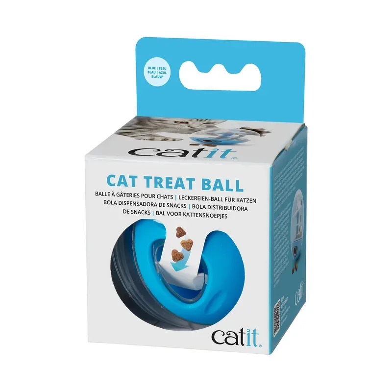 Catit – Balle à Gâteries – Jouet Interactif et Distributeur de Gâteries pour Chats, Bleue