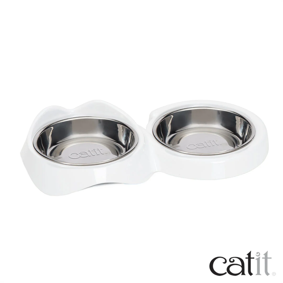 Catit - Bol Double de nourrissage Pixi Blanc pour Chat - 32cm - Image 2