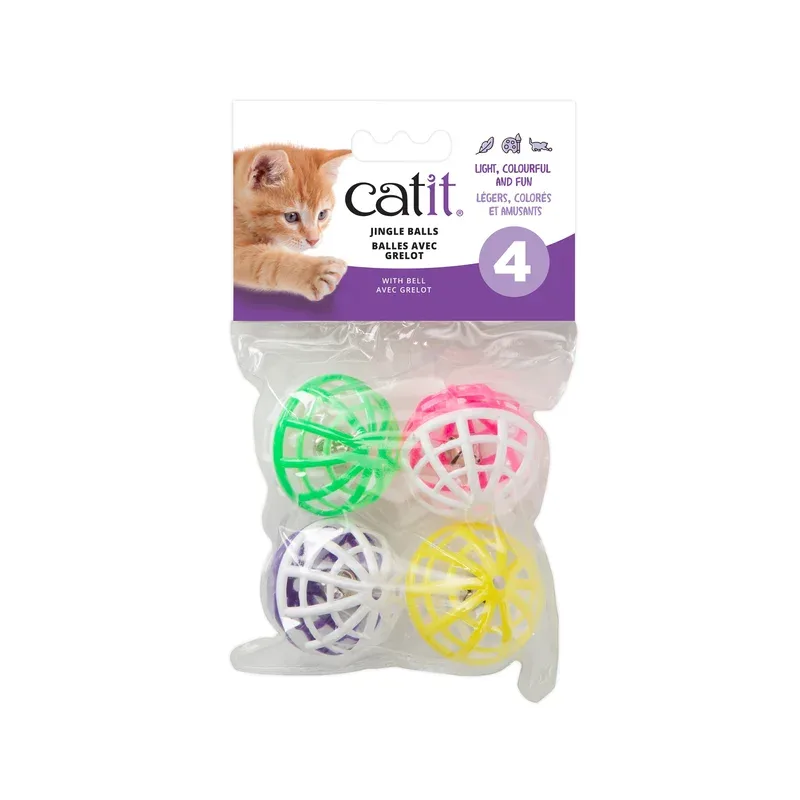 Catit Krazy Rollers – Balles en Plastiques avec Grelots pour Chats, Paquet de 4