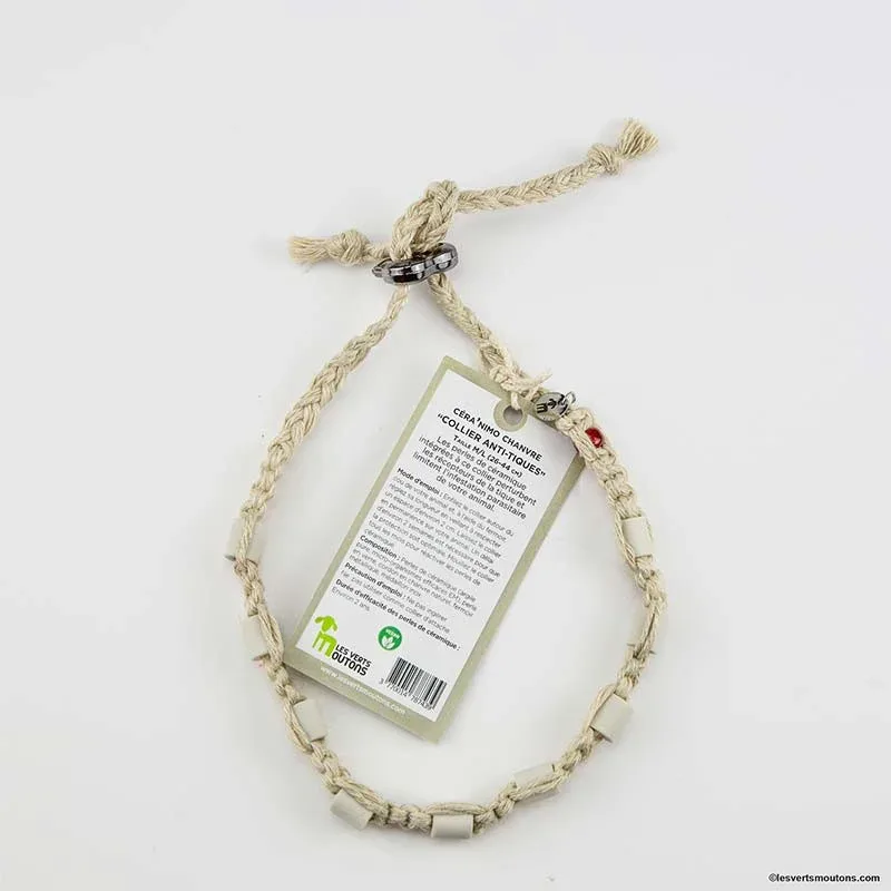 Collier anti-tiques en chanvre Les Verts Moutons – Taille M-L