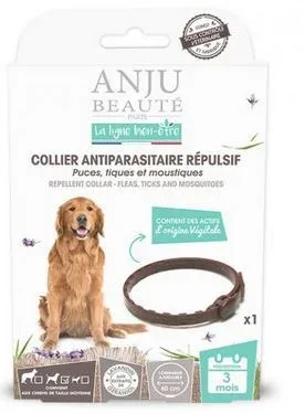 collier antiparasitaire répulsif puces, tiques et moustiques grand chien Anju Beauté fr
