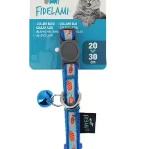 Collier Bleu à motif - Chat